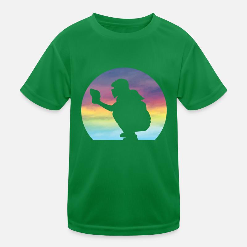 Damen Softball Catcher Silhouette Mädchen Kinder Funktions-T-Shirt