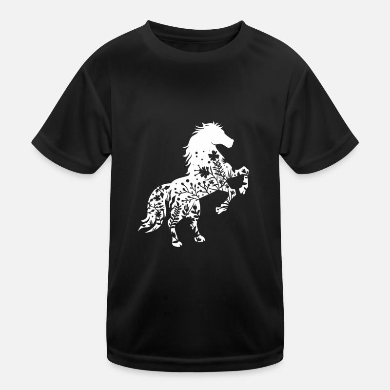 Pferd mit Blumen Kinder Funktions-T-Shirt