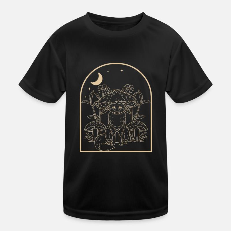 Cottagecore Fuchs - Kinder Funktions-T-Shirt - Schwarz