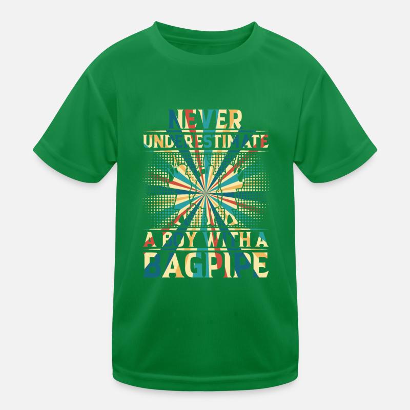 Never Underestimate A Boy With A Bagpipe Kinder Funktions-T-Shirt