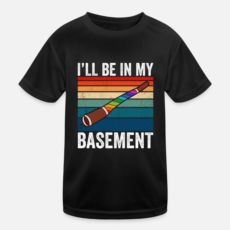 I'll Be In My Basement Didgeridoo Kids Functional T-Shirt