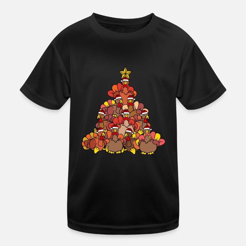 Christmas Chickens Christmas Tree Kids Functional T-Shirt
