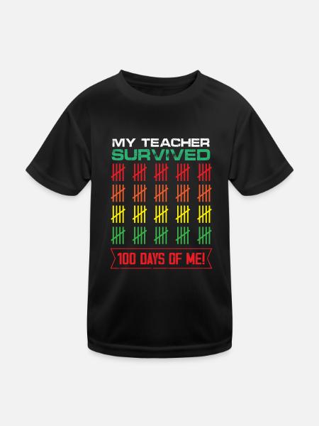 My Teacher Survived 100 Days Of Me School Class - Kinder Funktions-T-Shirt - Schwarz - Vorne