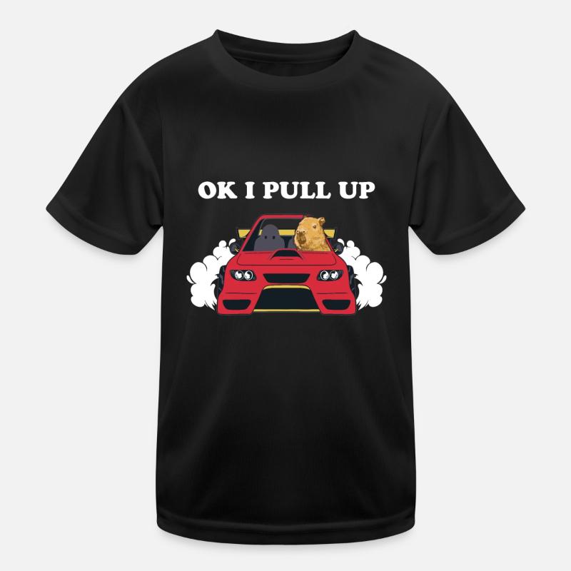 Ok I Pull Up Capybara In Car Kids Functional T-Shirt