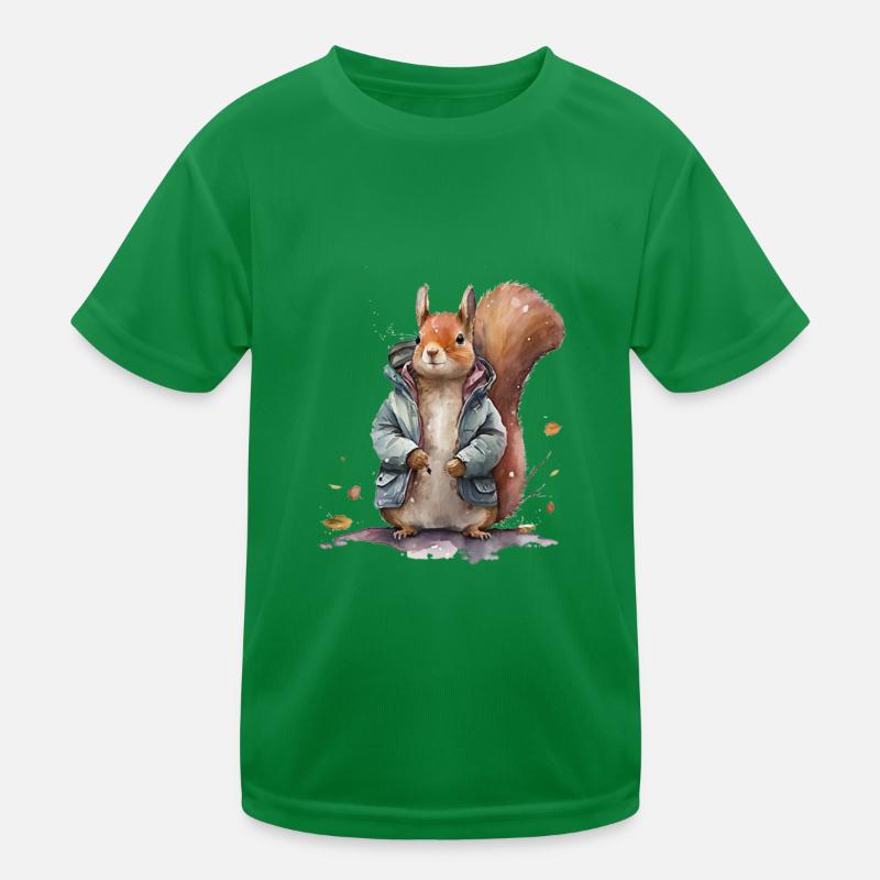 Eichhörnchen-Eichhörnchen trägt eine Aquarelljacke Kinder Funktions-T-Shirt
