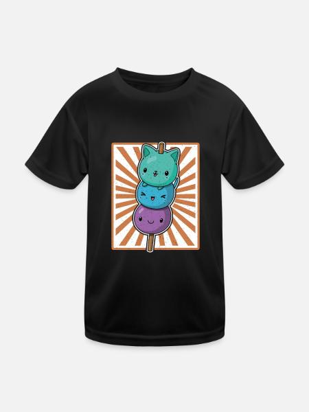 Mochi Kawaii Japan Essen Reis Eis Küche Spruch - Kinder Funktions-T-Shirt - Schwarz - Vorne