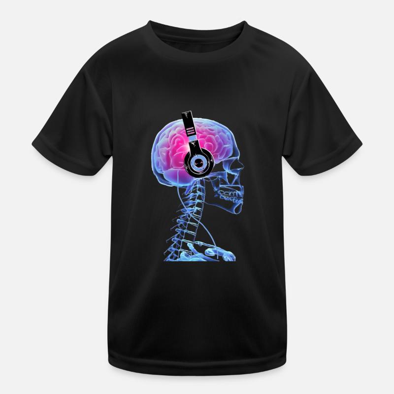 Skull Headphone Music Lover Cool Techno Skeleton Kinder Funktions-T-Shirt