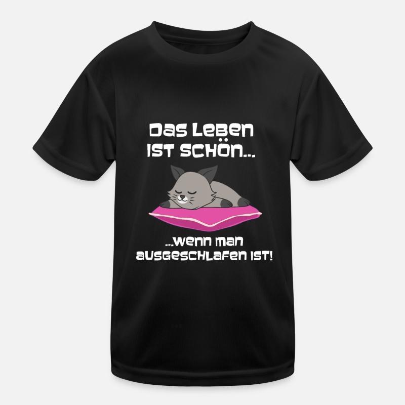 Ausgeschlafen Katze Schlafen Kinder Funktions-T-Shirt