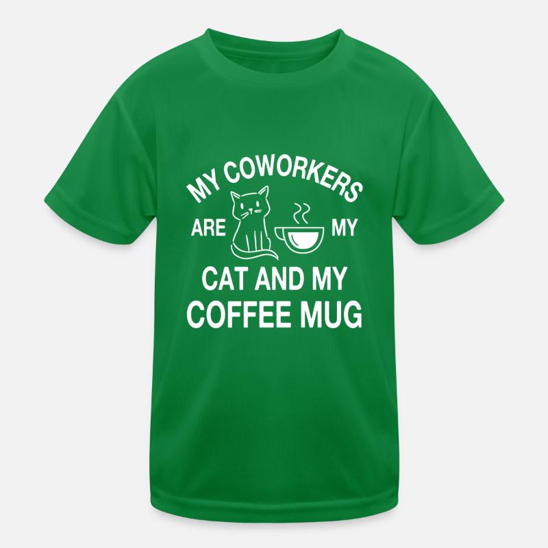 Home office with cat and coffee Kids Functional T-Shirt
