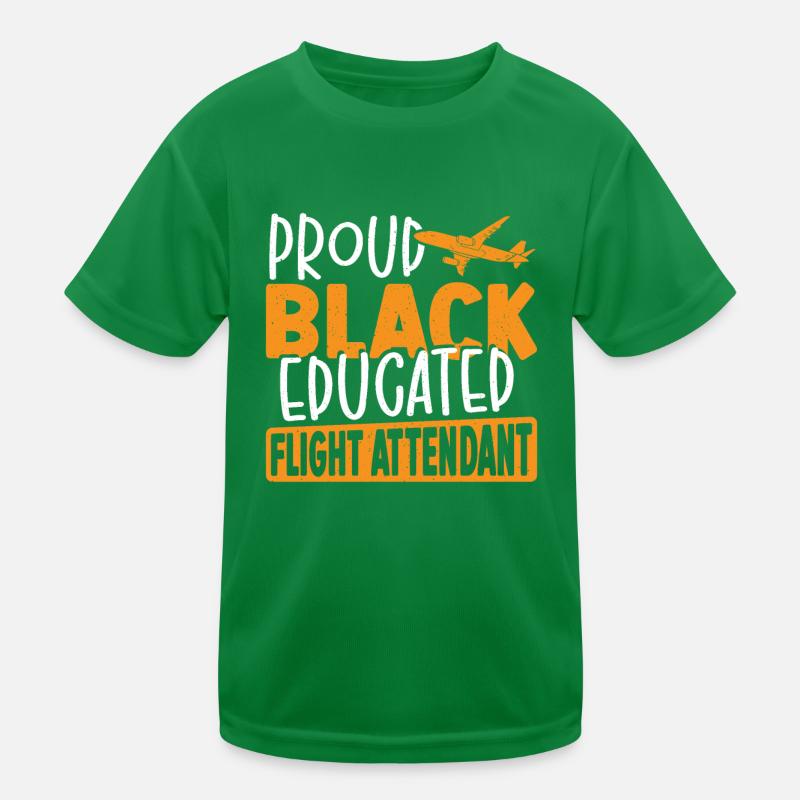 Proud Black Educated Flight Attendant Kids Functional T-Shirt