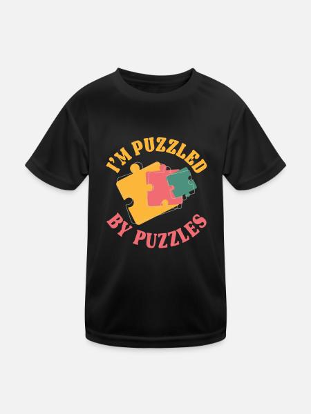 Ich Bin Verwirrt Von Rätseln - Kinder Funktions-T-Shirt - Schwarz - Vorne
