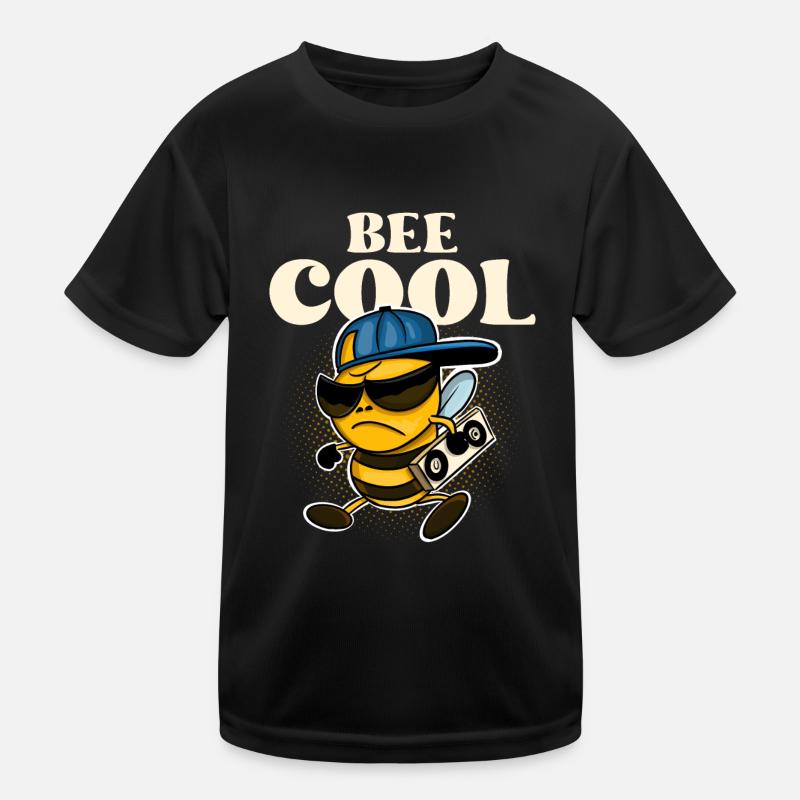Bee Cool Biene - Kinder Funktions-T-Shirt - Schwarz