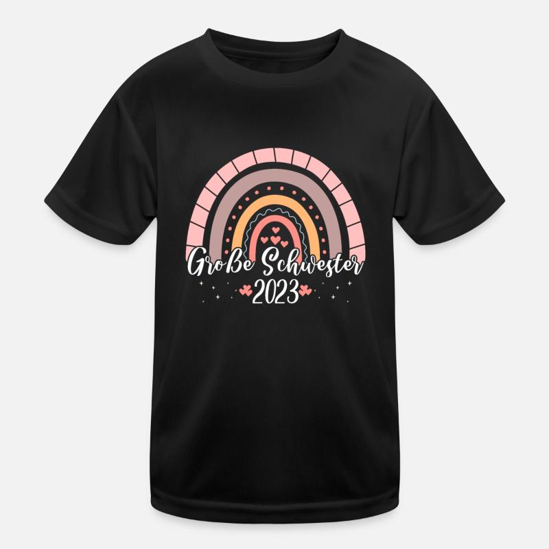 Große Schwester 2023 Boho Regenbogen Mädchen Kinder Funktions-T-Shirt