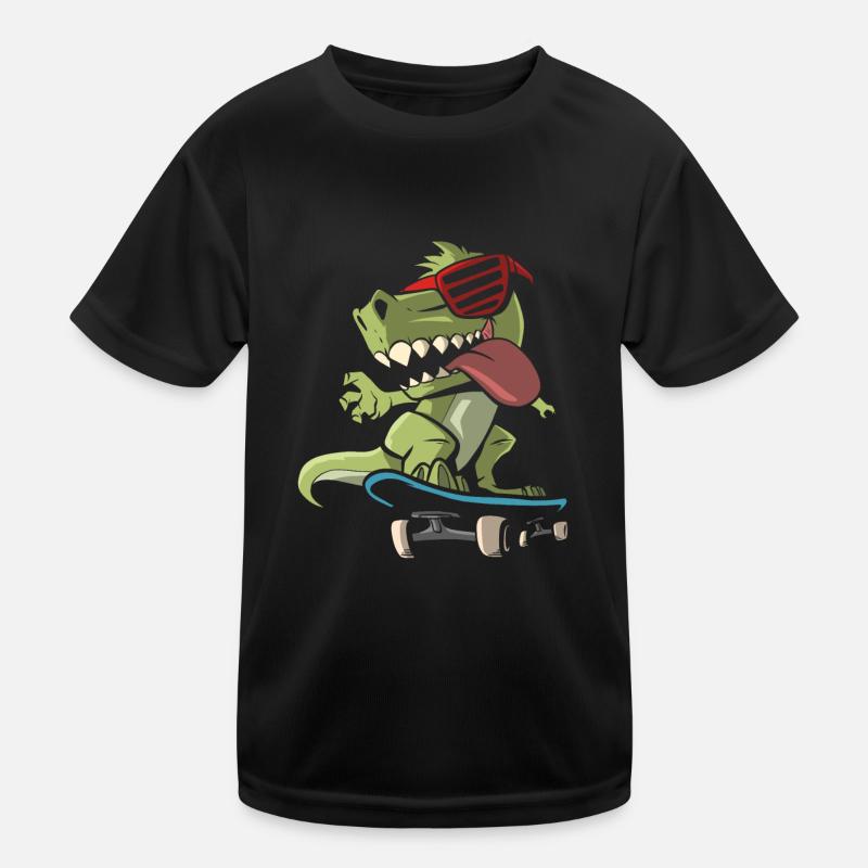 Cooler T-Rex auf einem Skateboard Kinder Funktions-T-Shirt