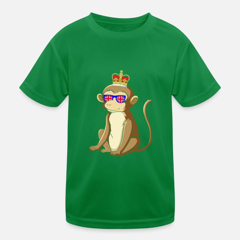 Monkey Queen Elizabeth II British Crown Kids Functional T-Shirt