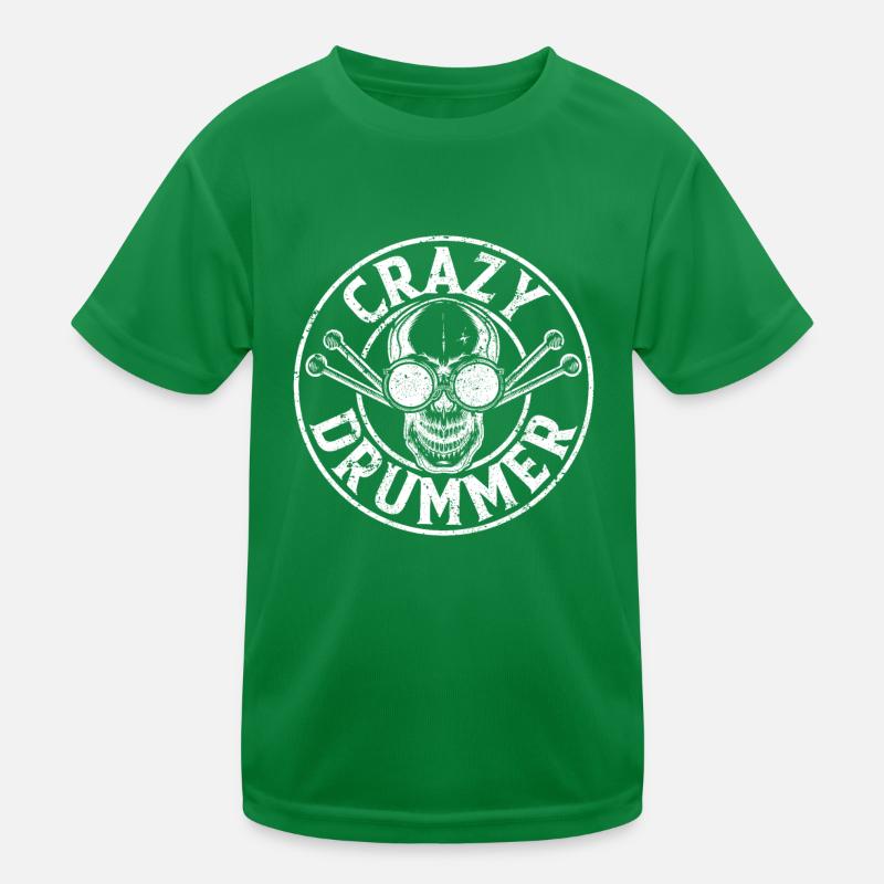 Drum Player - Crazy Drummer Kids Functional T-Shirt