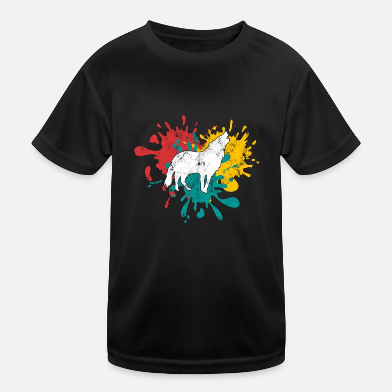 Wolf Silhouette - Kinder Funktions-T-Shirt - Schwarz