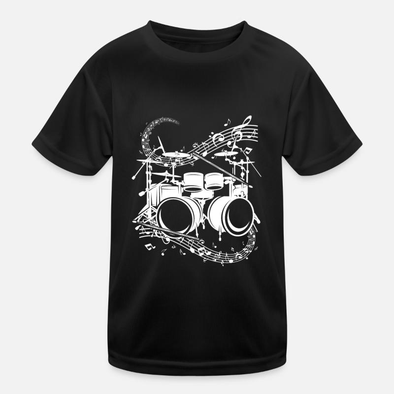 Musical Drums Drumming Drum Musician Music Notes Kinder Funktions-T-Shirt