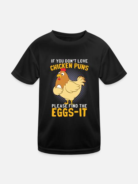 Drôles de jeux de mots sur le poulet - T-shirt sport Enfant - noir - Devant