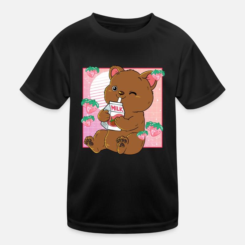 Kawaii Bär Erdbeermilch Kinder Funktions-T-Shirt