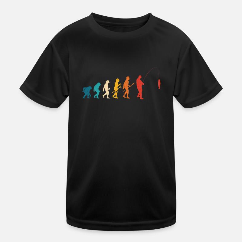 Fishing Human Evolution Funny Catch Fish Kids Functional T-Shirt