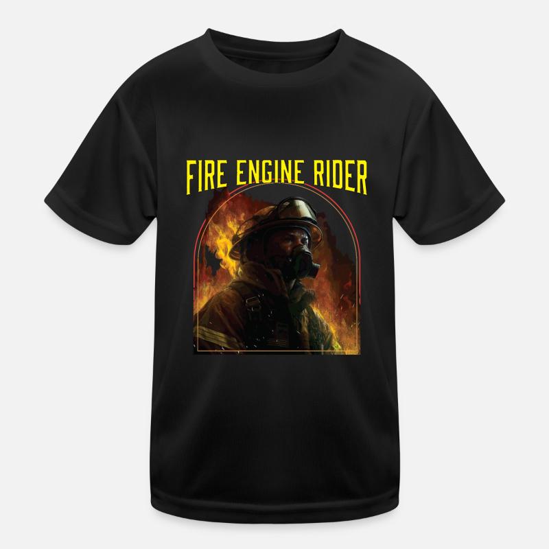 Fire Engine Rider Fire Rescue Firefighting Kinder Funktions-T-Shirt