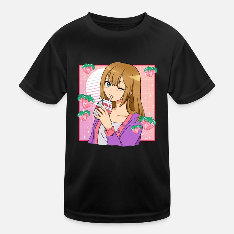 Kawaii Anime Mädchen Erdbeermilch Kinder Funktions-T-Shirt