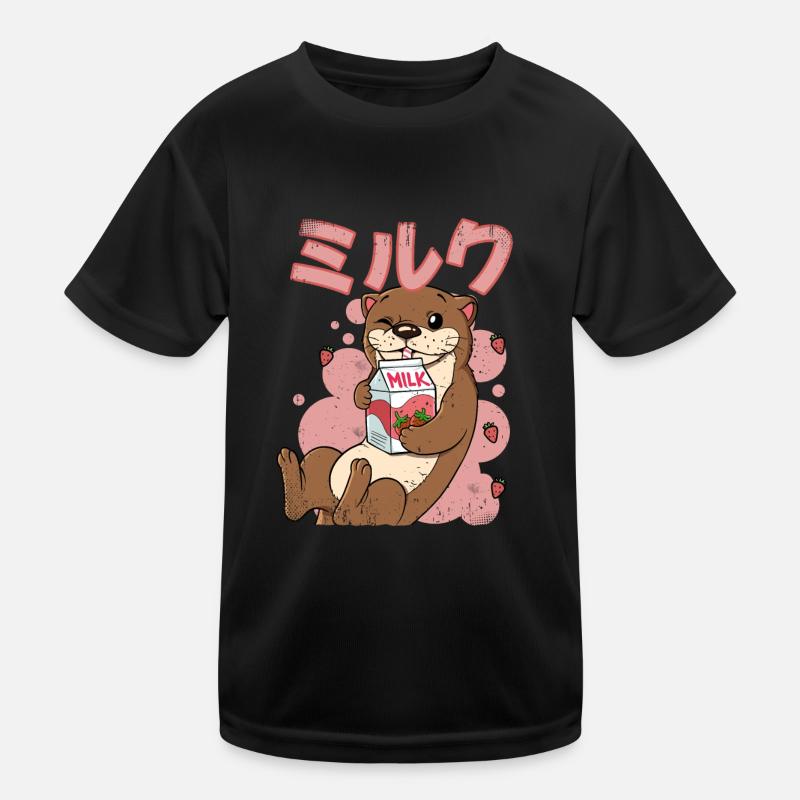 Kawaii Otter Erdbeermilch Kinder Funktions-T-Shirt