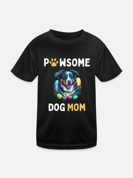 Australian Shepherd Easter Egg Hunter Mom Costume - Kids Functional T-Shirt - black - Front