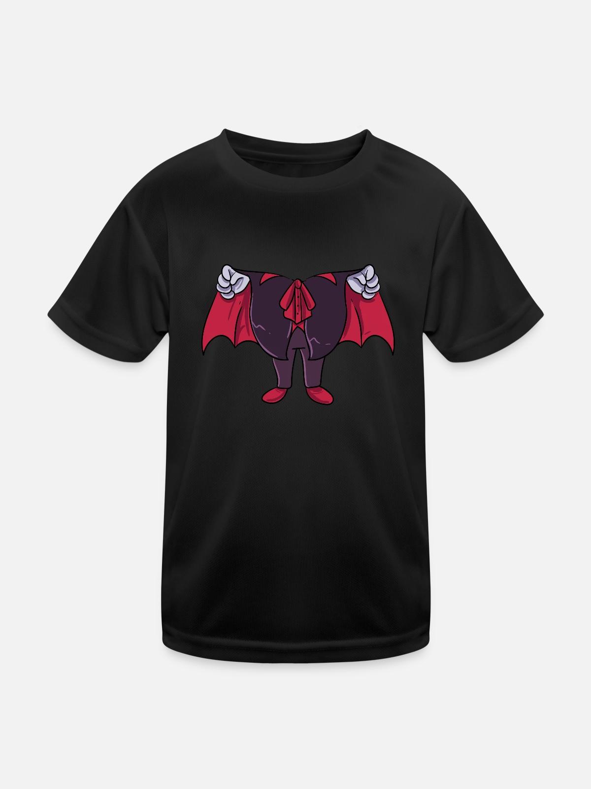Vampir-Kostüm - Kinder Funktions-T-Shirt - Schwarz - Vorne