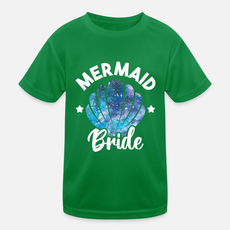 Cute Mermaid Bride Seashell Matching Mermaid Kids Functional T-Shirt