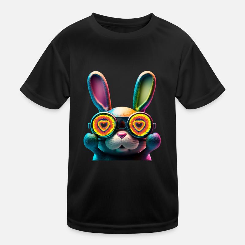 Bunny Face Cool lapin de Pâques avec lunettes T-shirt sport Enfant