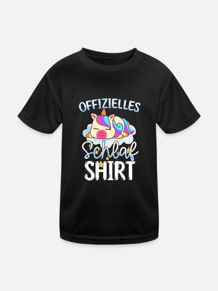Offizielles Schlafshirt Einhorn - Kinder Funktions-T-Shirt - Schwarz - Vorne