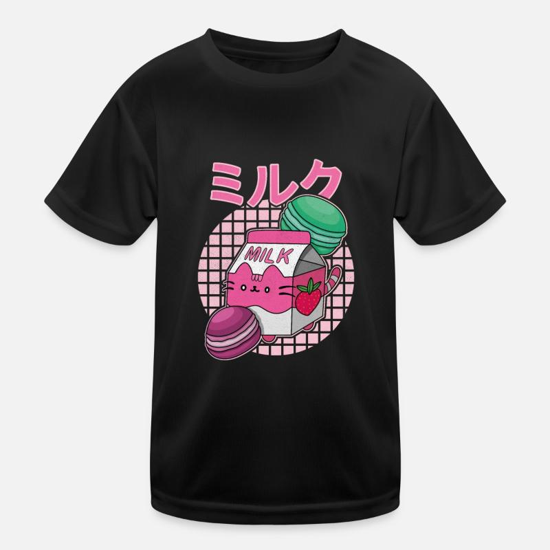 Erdbeeren Milkshake Japan Macaroon Spruch Kinder Funktions-T-Shirt