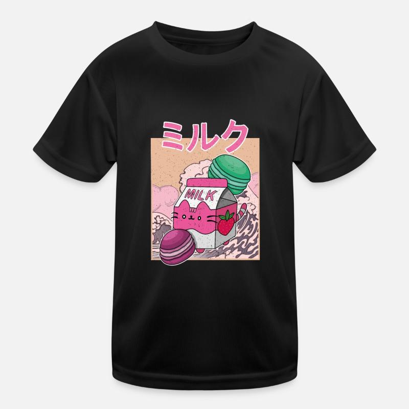 Macaroons Strawberries Milkshake Japan Japanese Kids Functional T-Shirt