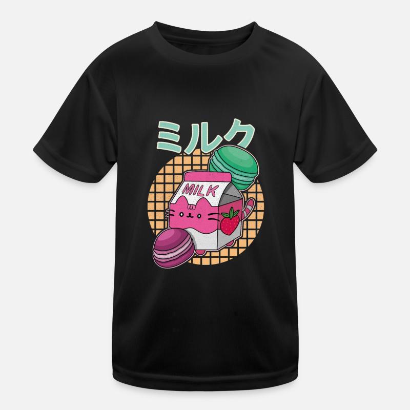 Strawberries Milkshake Japan Macaroon Saying Kids Functional T-Shirt