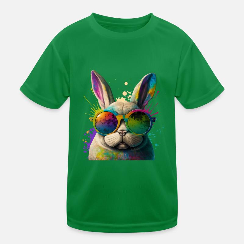 Hasengesicht Cooler Osterhase mit Brille Kinder Funktions-T-Shirt