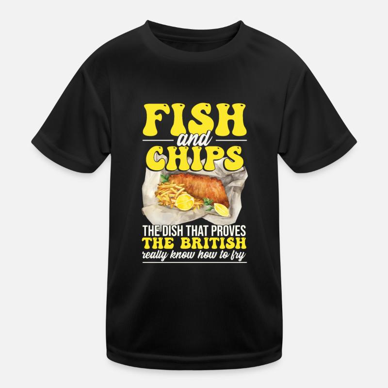 Britisches Essen Fish And Chips Lustig Kinder Funktions-T-Shirt