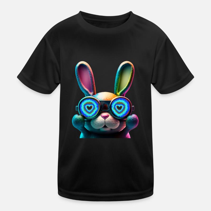 Bunny Face Cool lapin de Pâques avec lunettes T-shirt sport Enfant