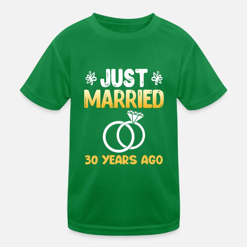 Just Married 30 Years 30th Wedding Anniversary Kids Functional T-Shirt
