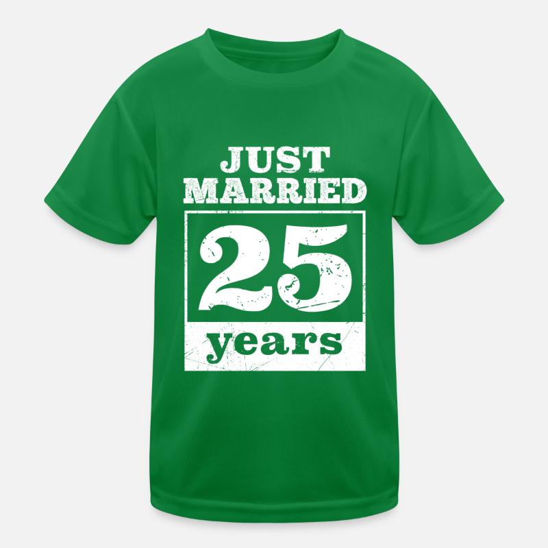 Just married 25 years Silver Wedding Kids Functional T-Shirt