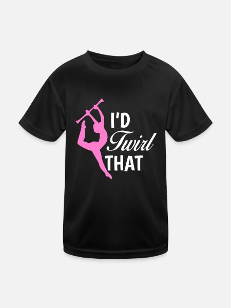 Baton Twirler, Baton Twirling, Gymnastics - Kids Functional T-Shirt - black - Front