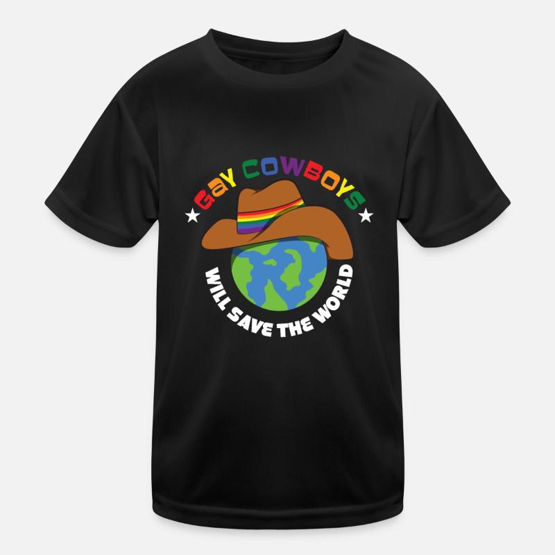 Gay cowboy will save the world Kids Functional T-Shirt