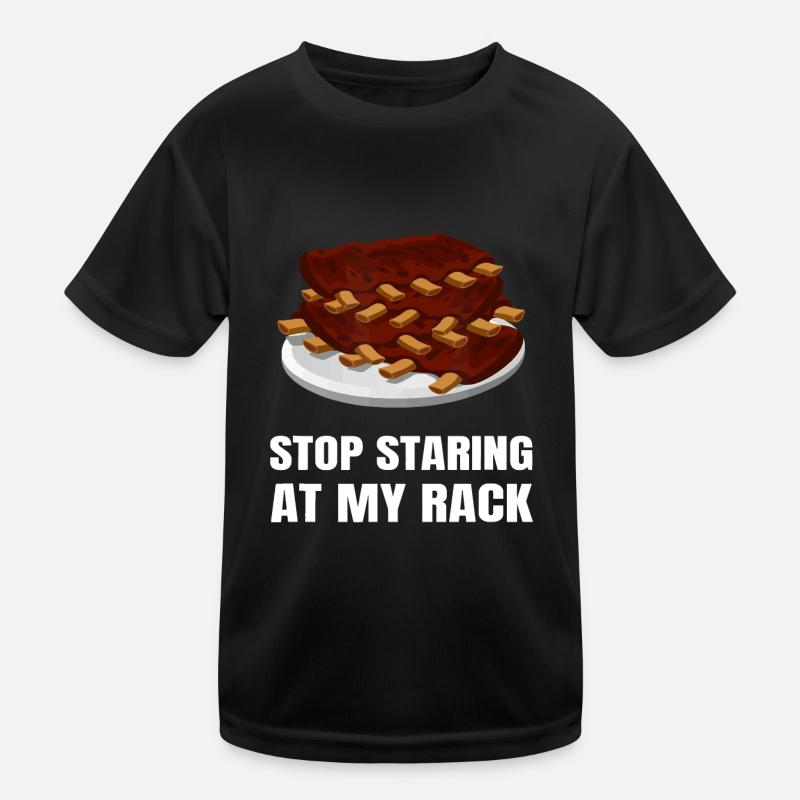 Hör auf, auf meinen Rack Grill Master BBQ zu starren Kinder Funktions-T-Shirt