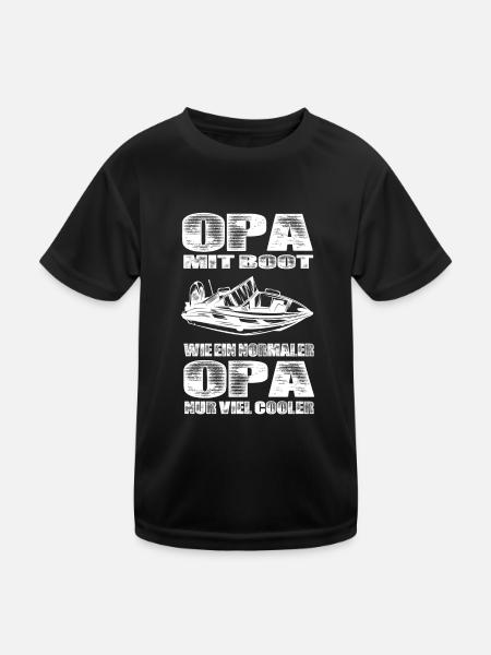 Opa Mit Boot Wie Ein Normaler Opa Nur Cooler - Kinder Funktions-T-Shirt - Schwarz - Vorne