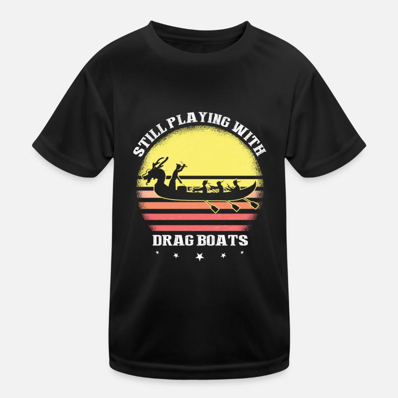 Drachenboot und Drachenboot Crew - Kinder Funktions-T-Shirt - Schwarz