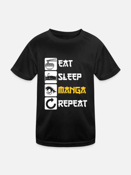 Manger du sommeil Manga Répéter - T-shirt sport Enfant - noir - Devant