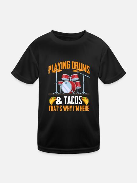 Jouer de la batterie et des tacos C’est pourquoi je suis ici - Drumme - T-shirt sport Enfant - noir - Devant
