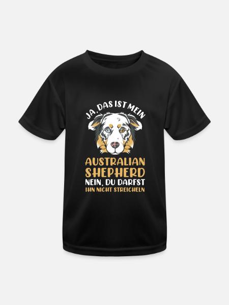 Hund Australian Shepherd - Kinder Funktions-T-Shirt - Schwarz - Vorne