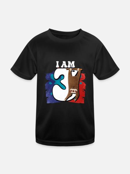 I am 3 sloth - Kids Functional T-Shirt - black - Front